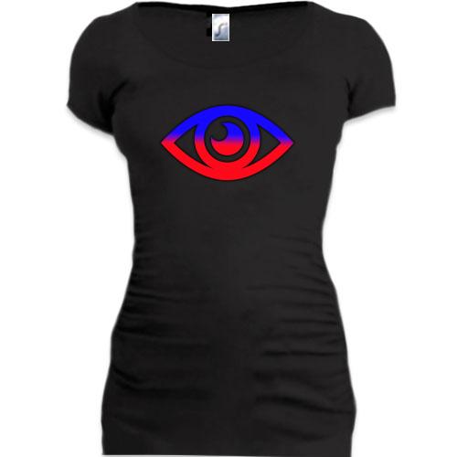 Подовжена футболка з червоно-синім оком