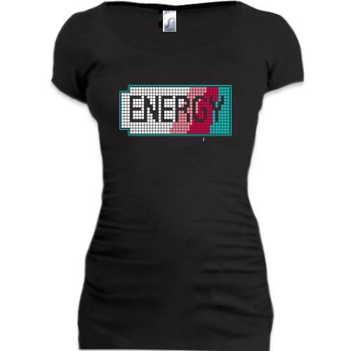 Подовжена футболка з написом Energy