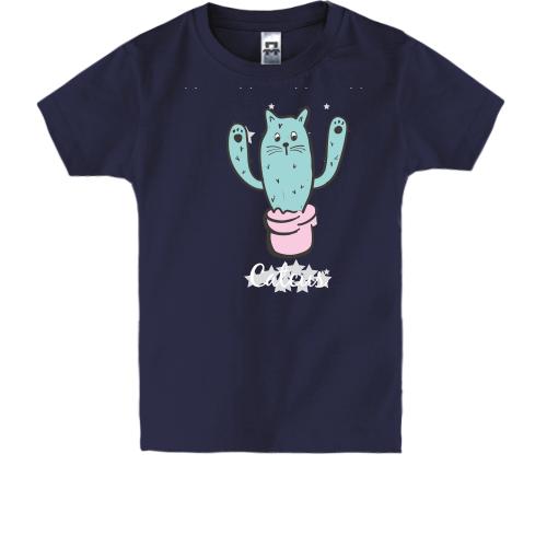 Детская футболка с котом кактусом