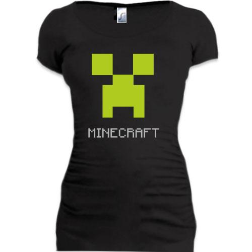 Женская удлиненная футболка Minecraft logo grey
