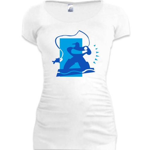 Женская удлиненная футболка Рыбак 2