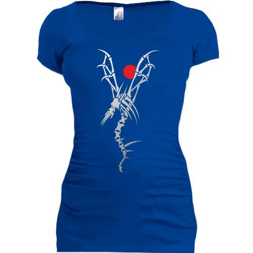 Женская удлиненная футболка Костяной дракон