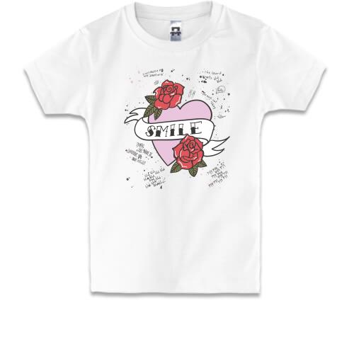 Детская футболка Smile Сердце с розами