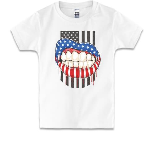 Дитяча футболка American lips Американський флаг Вуста