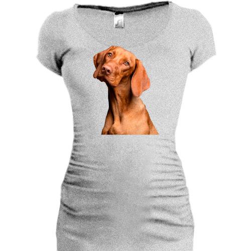 Подовжена футболка з  гончей собакою