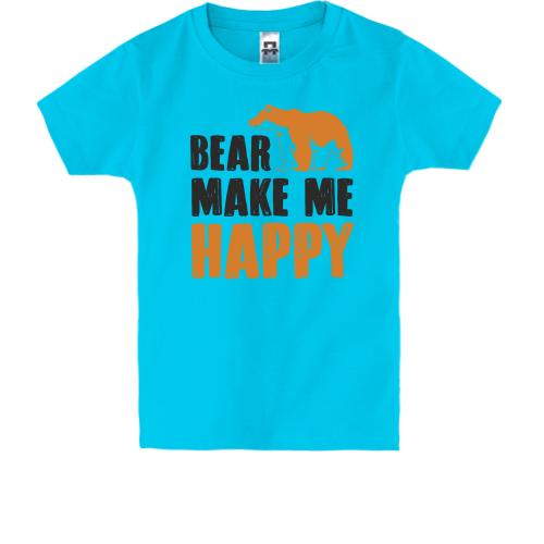 Детская футболка с надписью Медведи делают меня счастливее