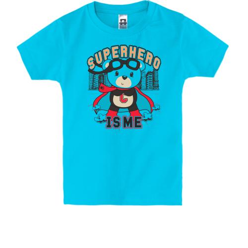 Детская футболка с мишкой супергероем