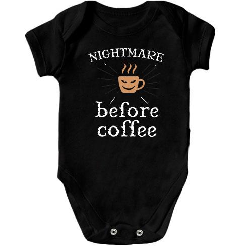 Дитячий боді Nightmare before coffee