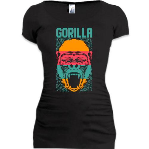 Подовжена футболка зі стильною горилою