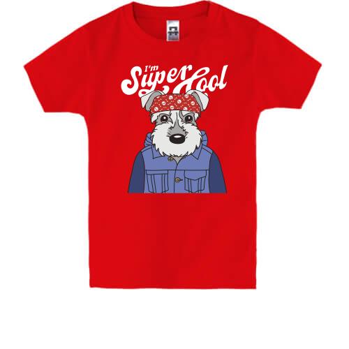 Детская футболка с собакой I'm Super Cool