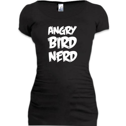 Женская удлиненная футболка Angry birds nerd