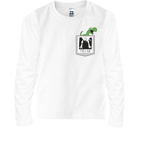 Детская футболка с длинным рукавом с динозавром Тирексом в карма