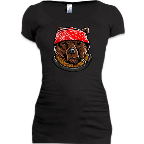 Подовжена футболка з ведмедем гангстером