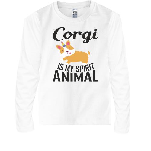 Детская футболка с длинным рукавом Corgi - is my spirit animal