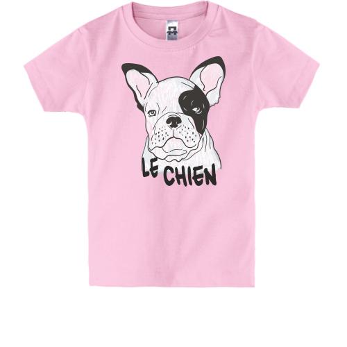 Дитяча футболка з написом Le Chien і собакою