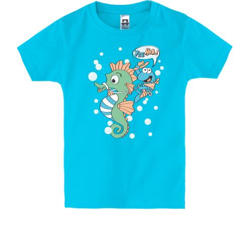 Детская футболка с рыбкой на морском коне