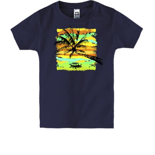 Детская футболка с пальмой и лодкой