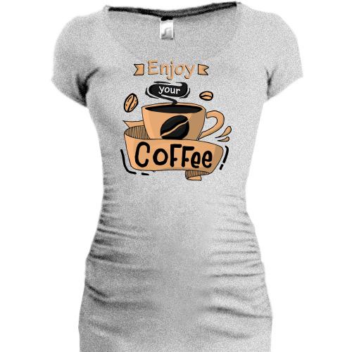 Подовжена футболка Enjoy your coffee