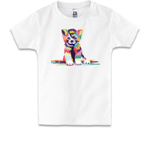 Детская футболка с арт котенком