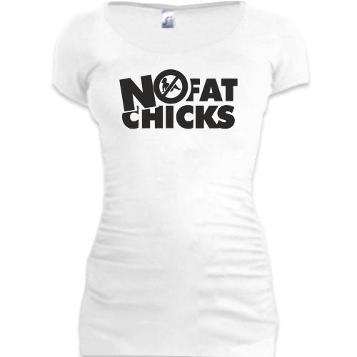 Подовжена футболка з написом No fat chicks