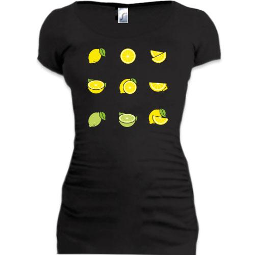 Подовжена футболка Лимони та лайми