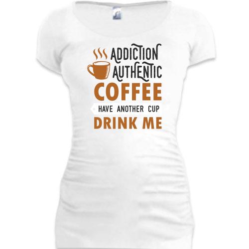 Подовжена футболка Authentic coffee