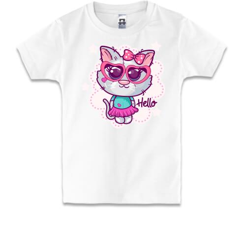Дитяча футболка з кішкою в окулярах