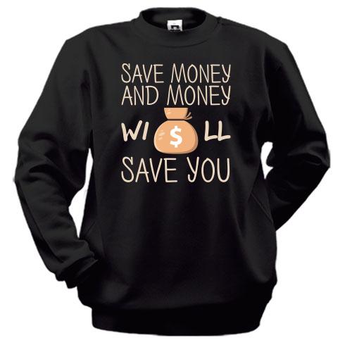 Свитшот с надписью Save money