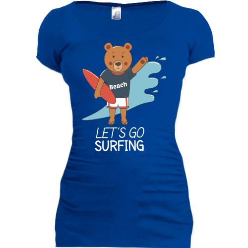 Подовжена футболка з ведмедиком  серфінгіст