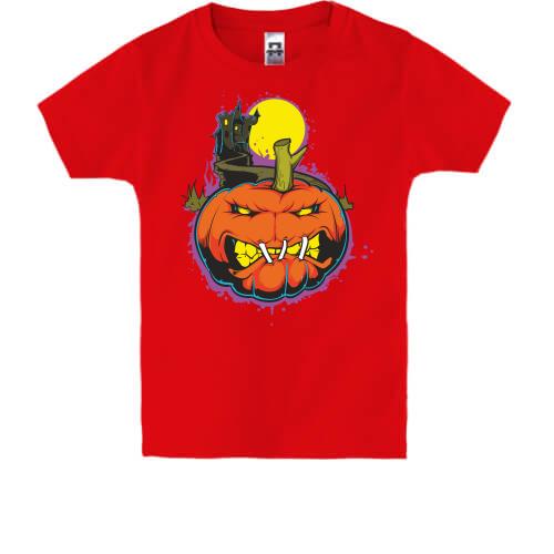 Детская футболка с хэллоуинской тыквой