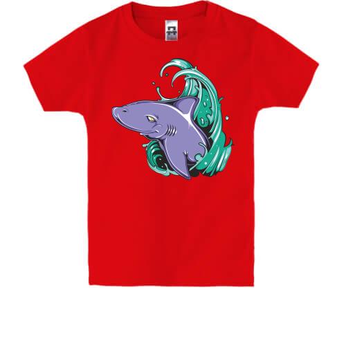 Дитяча футболка з акулою і хвилею