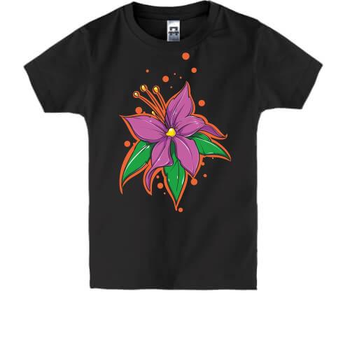 Дитяча футболка з фіолетовим квіткою метеликом