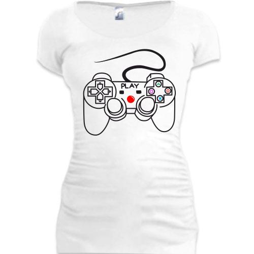 Женская удлиненная футболка с джойстиком