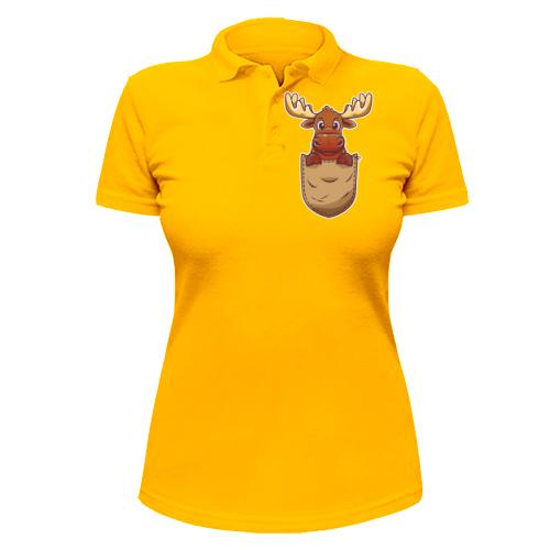 Жіноча футболка-поло з  оленям в кишені