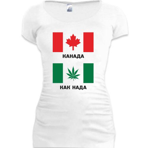 Женская удлиненная футболка Канада - как нада