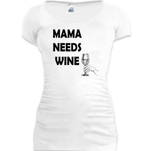 Подовжена футболка Mama needs Wine
