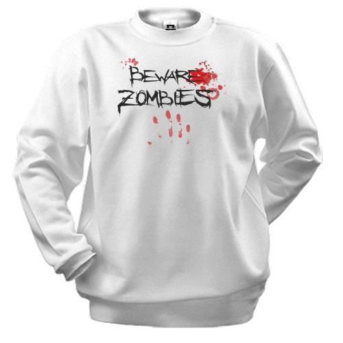 Свитшот Beware Zombies с кровавым отпечатком