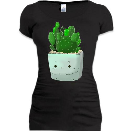 Подовжена футболка Милий горщик з кактусом