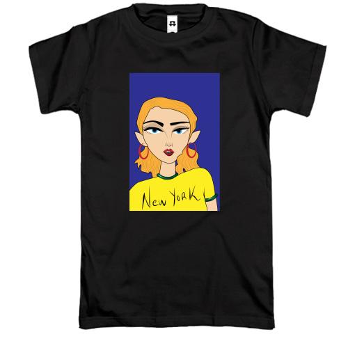 Футболка Blonde in a yellow t-shirt