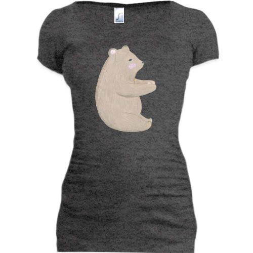 Подовжена футболка Намальований милий ведмідь