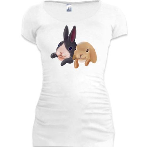 Подовжена футболка Кролики-друзі