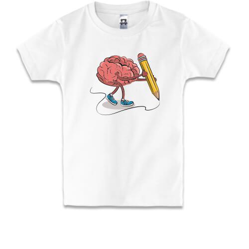 Детская футболка Мозг с карандашом.