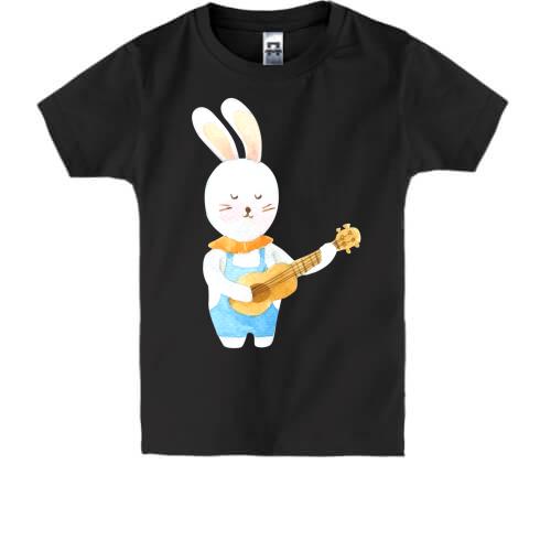 Детская футболка Зайчонок с гитарой