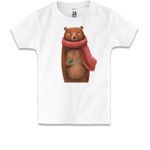 Детская футболка Медведь в шарфе