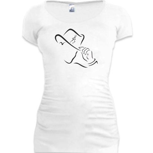 Женская удлиненная футболка Шляпа