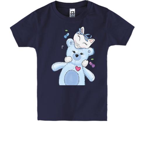 Детская футболка Cat with Teddy Bear