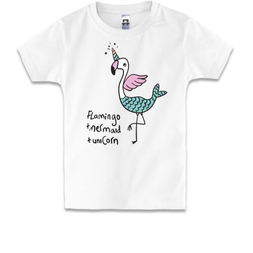 Детская футболка Flamingo + Mermaid + Unicorn