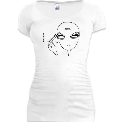 Подовжена футболка Інопланетянин із цигаркою