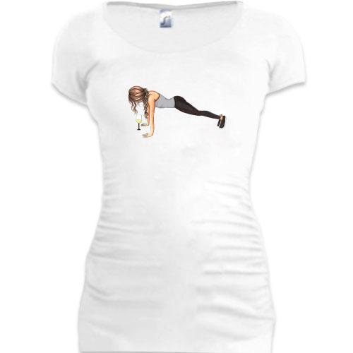 Подовжена футболка Fitness girl.