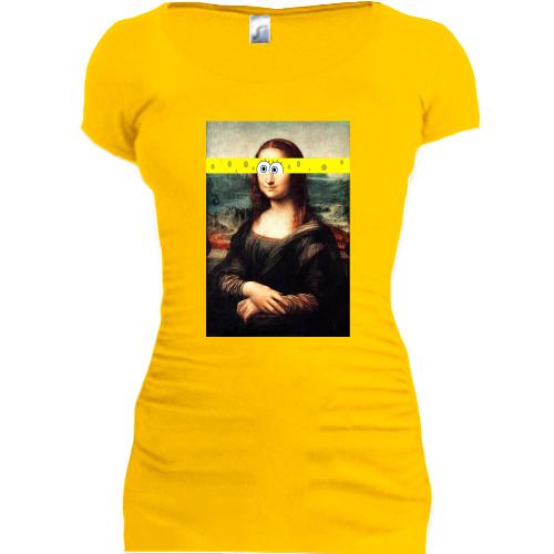 Подовжена футболка Мона Ліза з очима Губки Боба.